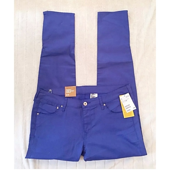 H&M NWT Sz 33/Lrg Skinny Jeans Blue Ankle Zippers - Picture 1 of 8